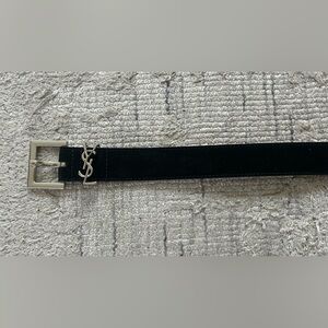 Saint Laurent Paris Suede Belt Black
